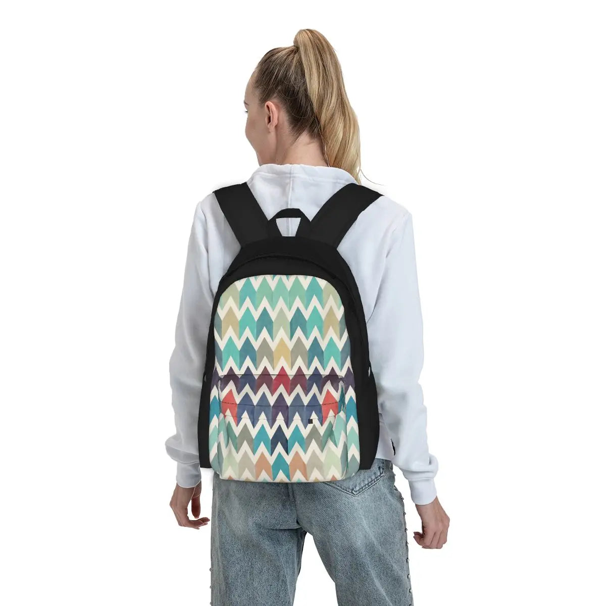 Watercolor Chevron Pattern Backpacks Men Women Manga Bags