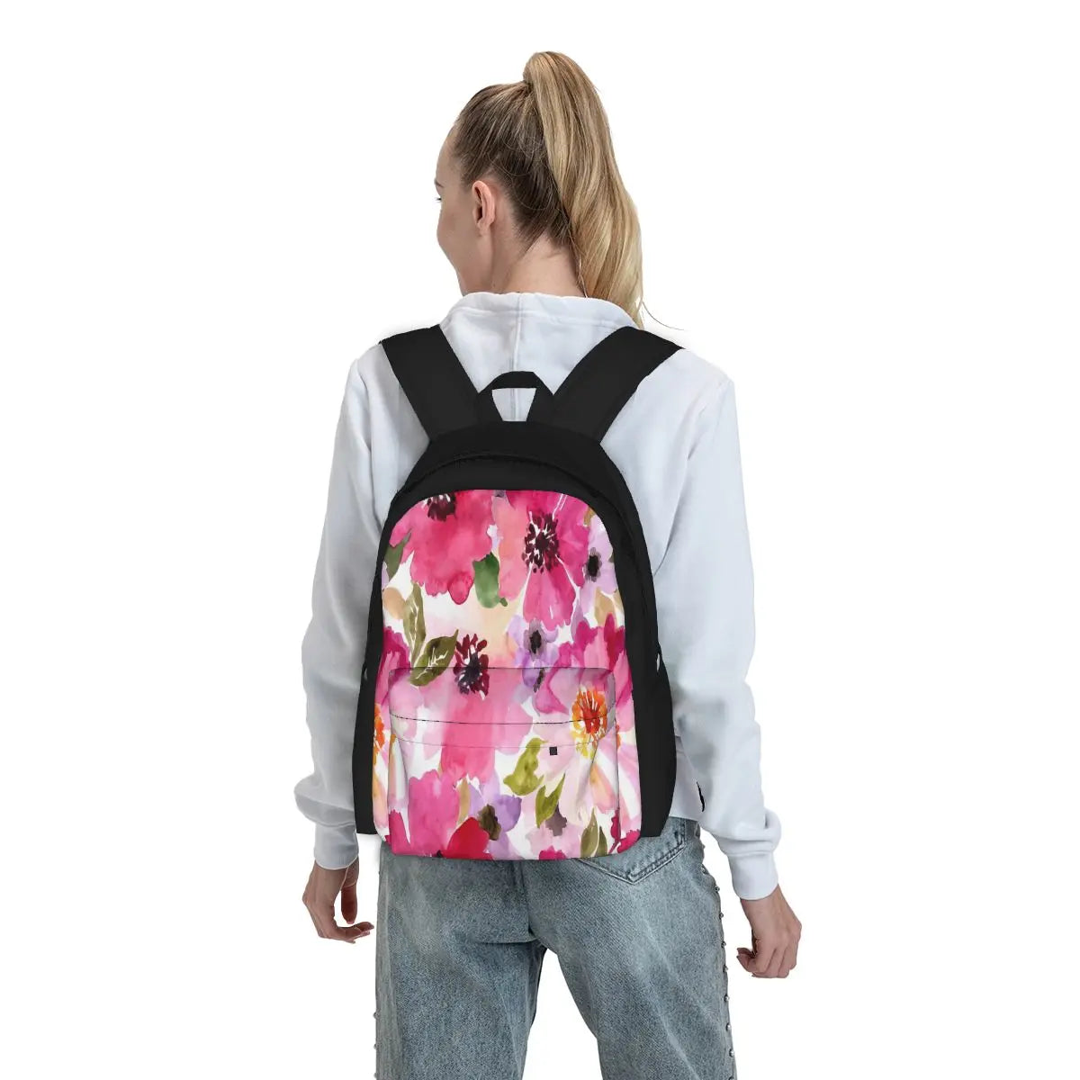 Watercolor Flowers Pink Fuchsia Backpacks Men Women