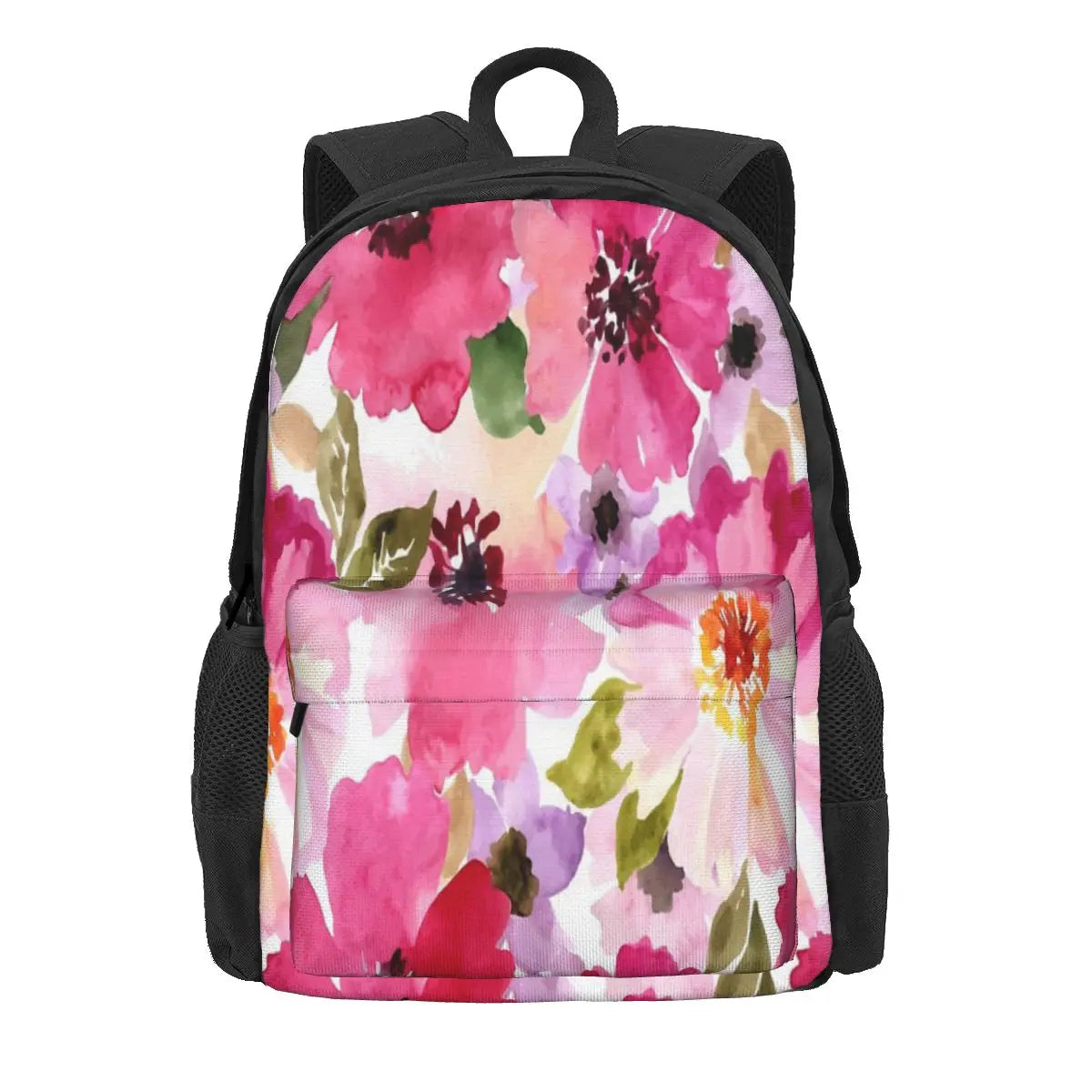 Watercolor Flowers Pink Fuchsia Backpacks Men Women