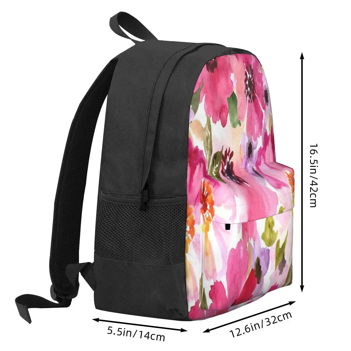 Watercolor Flowers Pink Fuchsia Backpacks Men Women