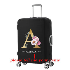 Watercolor Golden Floral Letters Luggage Cover - Fits 18-32''