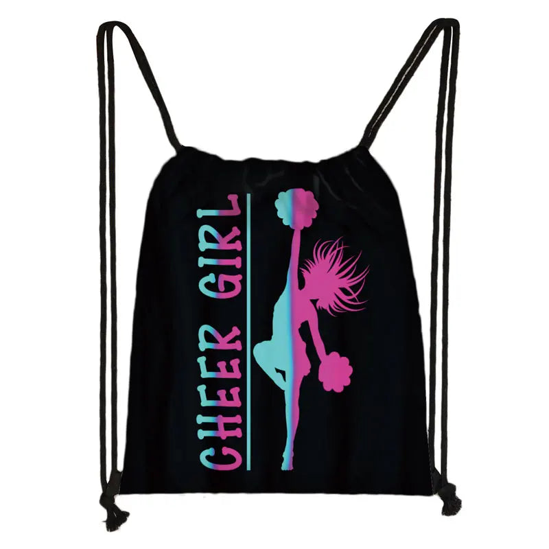 Watercolor Gymnastics Art Print Drawstring Backpack for Women Girls Cheerleading