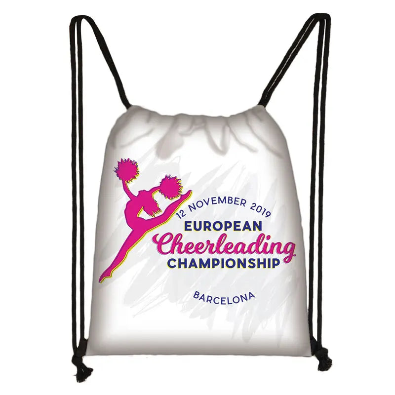 Watercolor Gymnastics Art Print Drawstring Backpack for Women Girls Cheerleading
