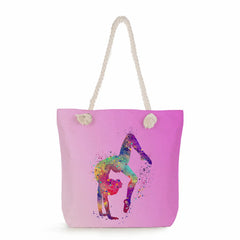 Watercolor Gymnastics Art Print Shoulder Bag High Capacity Tote Bag for Women