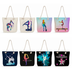 Watercolor Gymnastics Art Print Shoulder Bags Gymnast Storage Bags