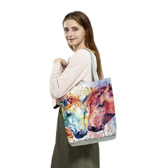Watercolor Horse Printed Casual Handbag for Women