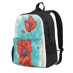 Watercolor Red Poppies Backpacks Men's Backpacks Bags For Women