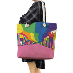 Watercolor Shoulder Strap Handbag Multicolor Totebag for Women