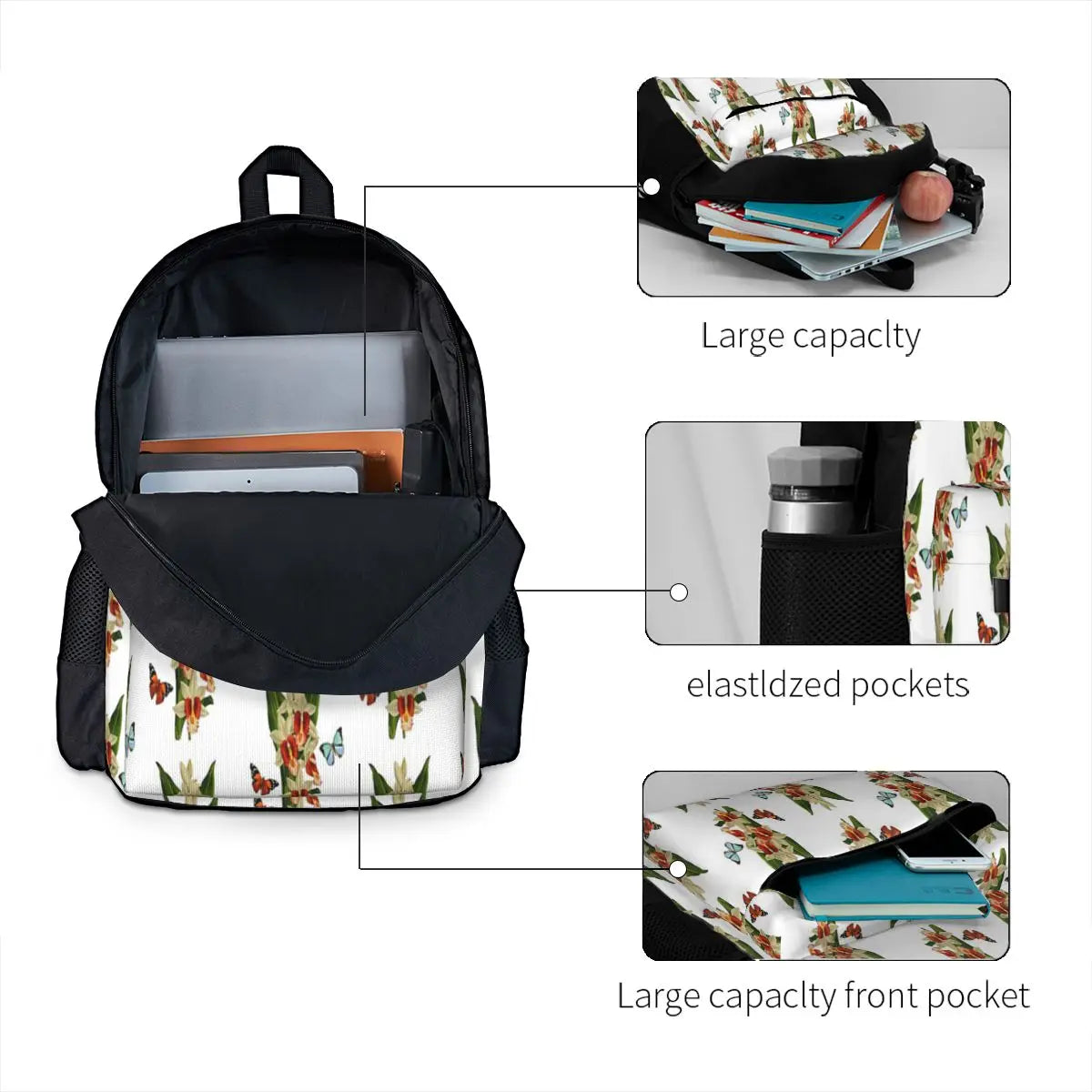 Watercolor And Red Flowers Backpacks Men's Backpacks Bags For Women