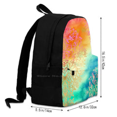 Watercolor Wonderland Backpacks Orange Teal Pink Purple Green Cream