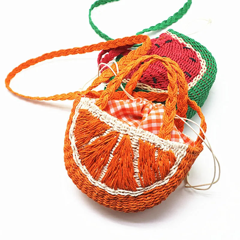Watermelon Vacation Beach Straw Woven Bag Women Travel Shopper Bags