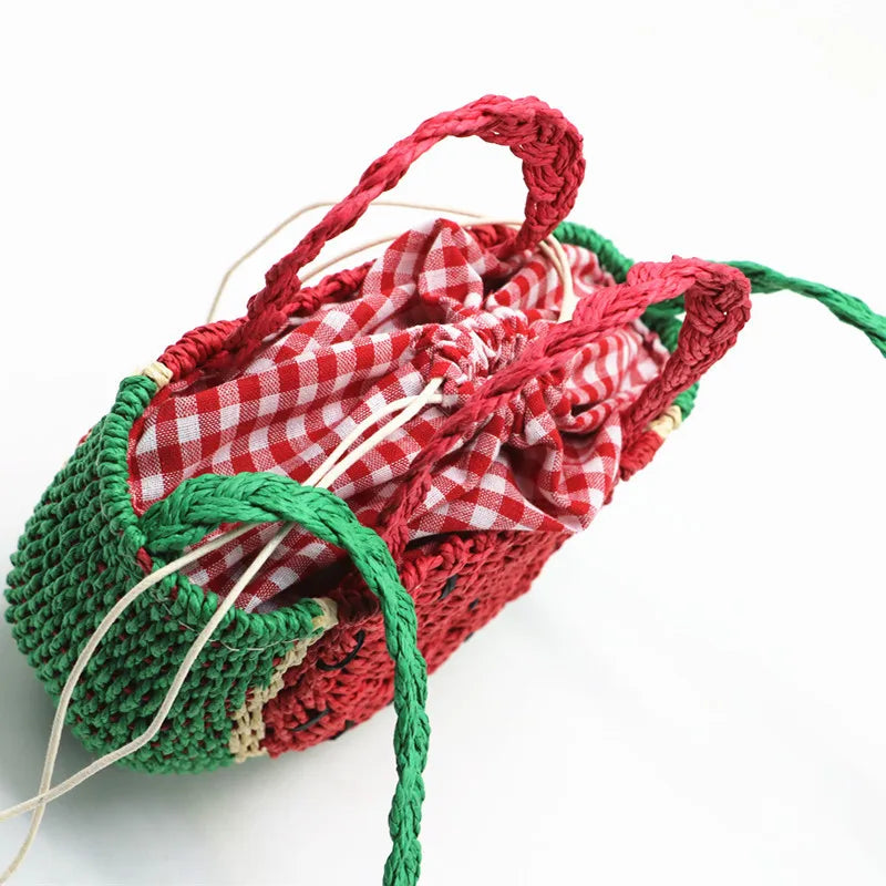 Watermelon Vacation Beach Straw Woven Bag Women Travel Shopper Bags