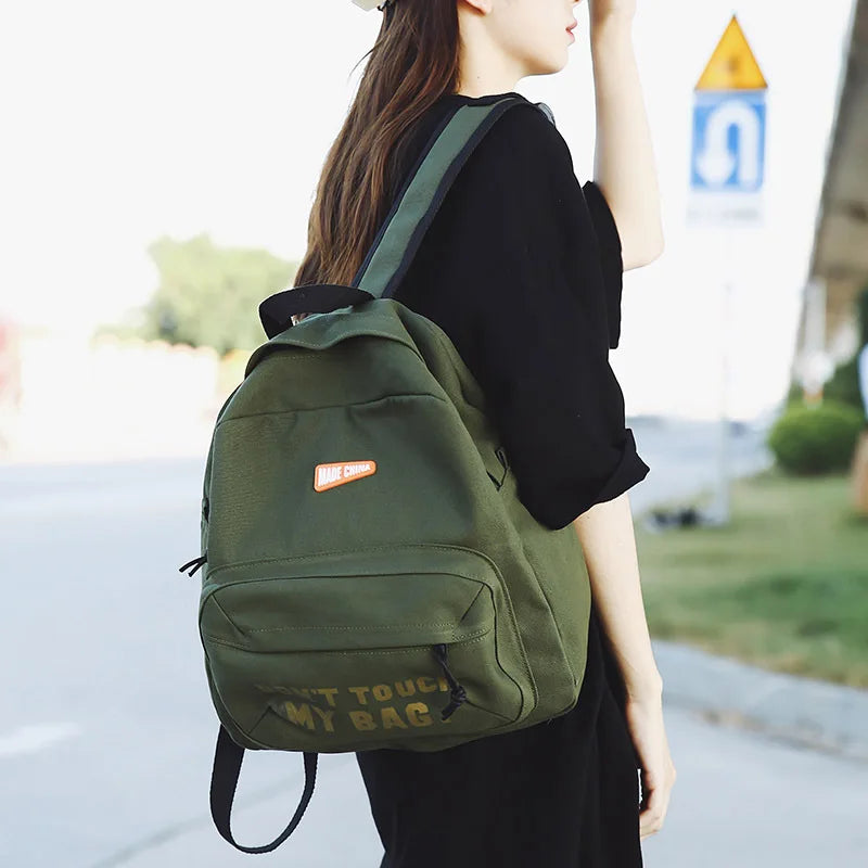 Waterproof Canvas Women Backpack Anti-Theft Shoulder Bag School Bag