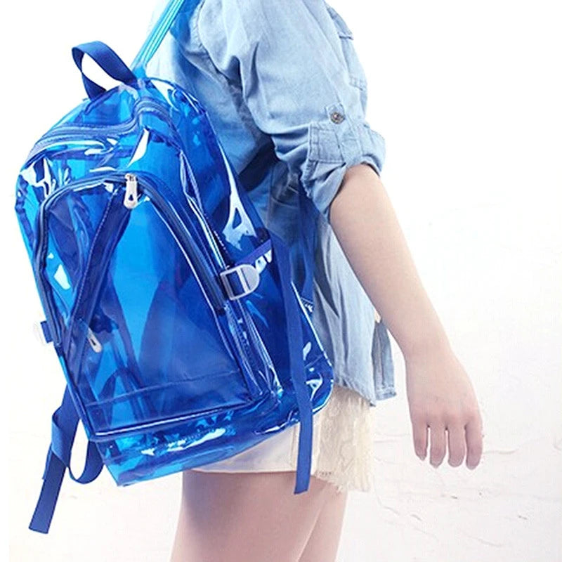 Clear PVC Backpack for Teenage Girls School Shoulders Bag