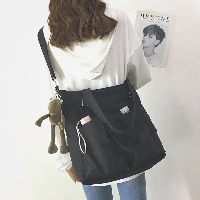 Waterproof Canvas Bag Female Large Capacity Messenger Student Tote Bag