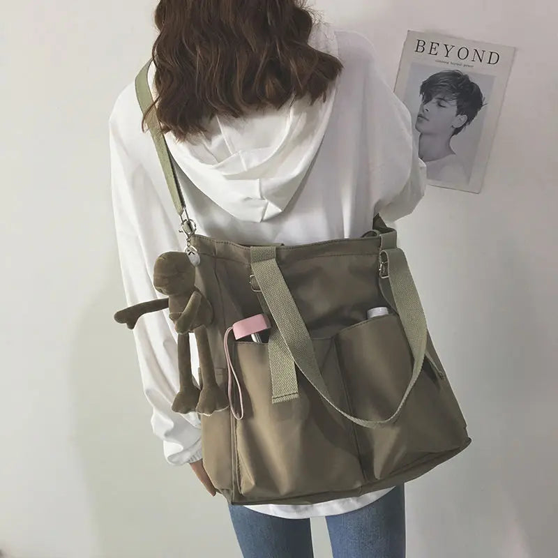 Waterproof Canvas Shoulder Bag Japanese Style School College Student