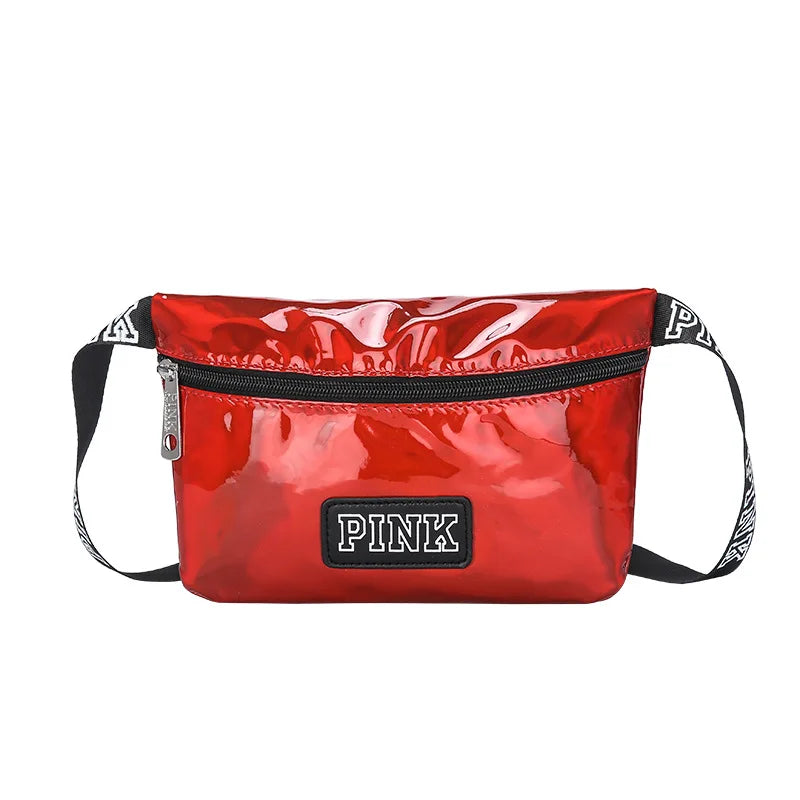 Waterproof Holographic Heuptas Fanny Pack - Pink Waist Bag for Women