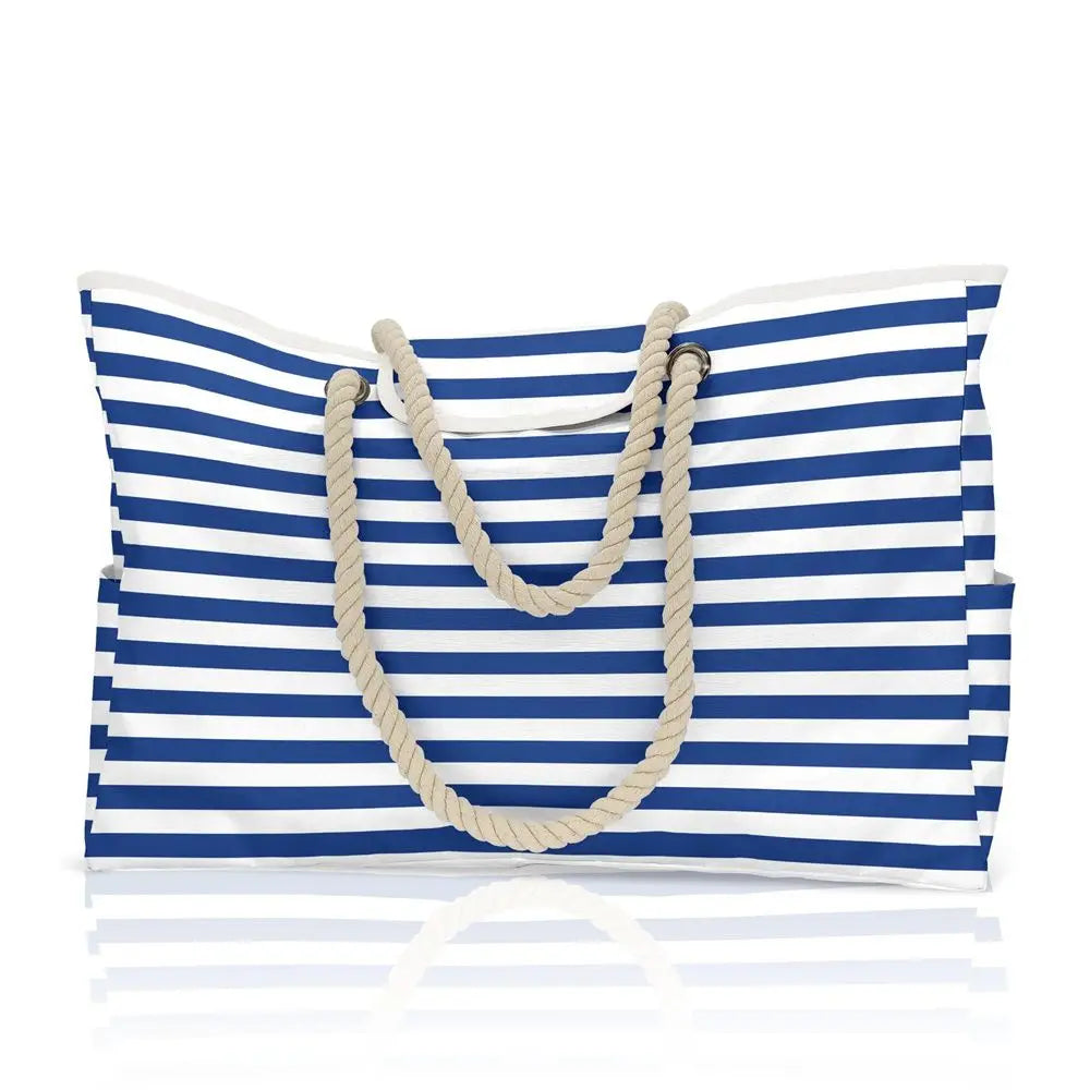 Waterproof Beach Tote Bag Large Capacity Striped Shoulder Bag