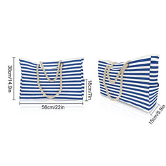 Waterproof Beach Tote Bag Large Capacity Striped Shoulder Bag