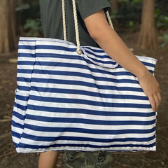 Waterproof Beach Tote Bag Large Capacity Striped Shoulder Bag