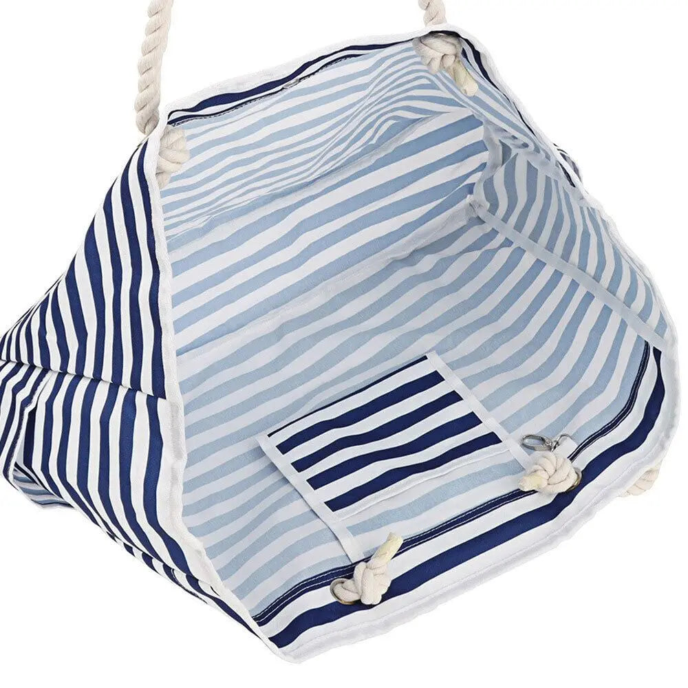 Waterproof Beach Tote Bag Large Capacity Striped Shoulder Bag
