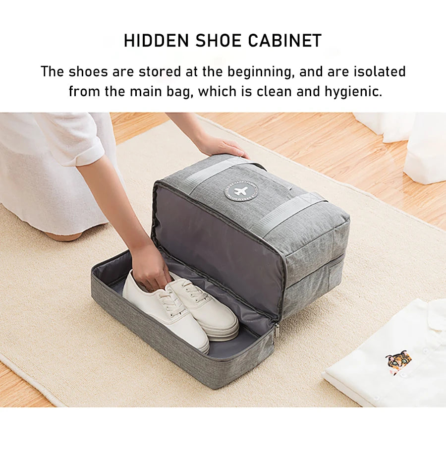Waterproof Large Travel Bag with Shoe Bag Duffle Bag