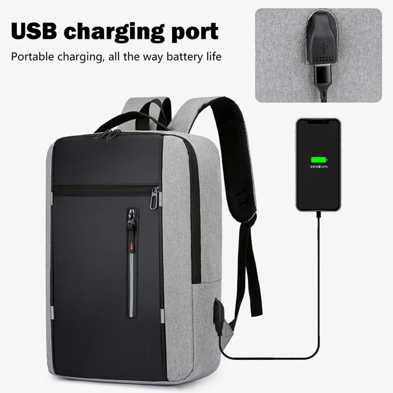 Waterproof Men's Business Backpack USB School Backpacks 15.6 Inch Laptop Bag