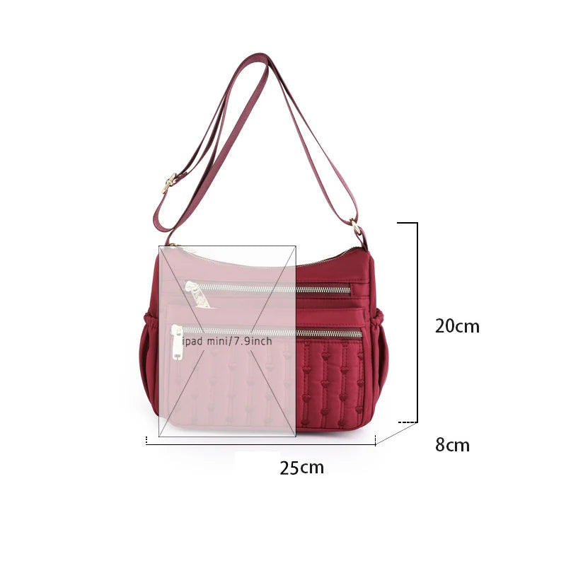 Waterproof Casual Mommy Bags Spring Women Nylon Shoulder Bags Messenger Embroide