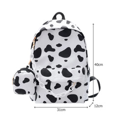 Cow Print Waterproof Women Backpack Anti-theft Shoulder Bag for Girls