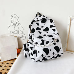 Cow Print Waterproof Women Backpack Anti-theft Shoulder Bag for Girls