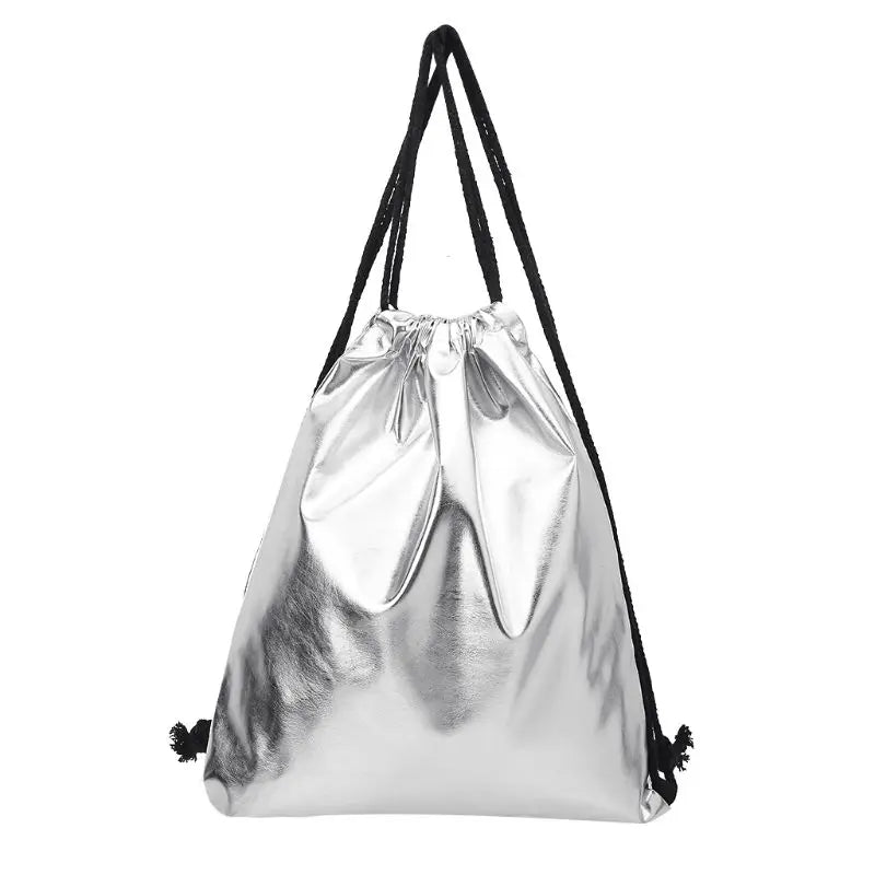 Waterproof Drawstring Backpack Bag PU Leather Women Sport Gym Bag