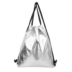Waterproof Drawstring Backpack Bag PU Leather Women Sport Gym Bag