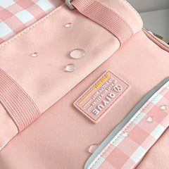 Waterproof Girl Plaid Backpack Female Harajuku College Laptop Bag