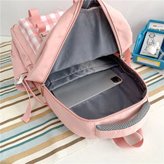 Waterproof Girl Plaid Backpack Female Harajuku College Laptop Bag