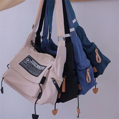 Waterproof Harajuku Crossbody Bag Retro Nylon Large Capacity Messenger Shoulder