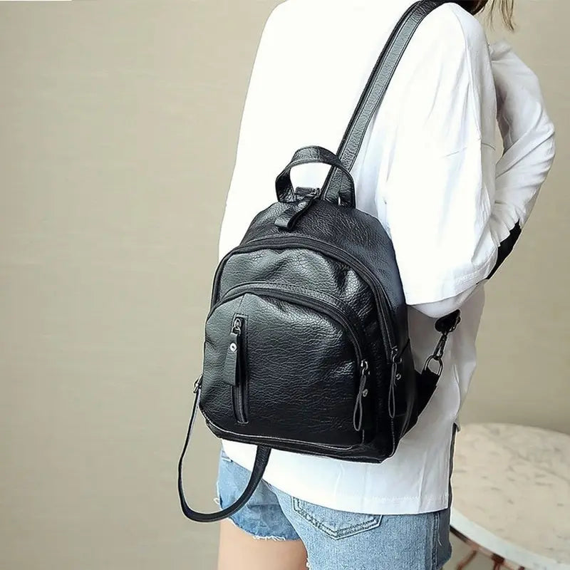 Waterproof Leather Women Mini Backpack Anti-Theft Famous Ladies Large Capacity