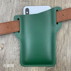 Waterproof Man Waist Bag Retro Leather Mobile Carrier Belt Pouch