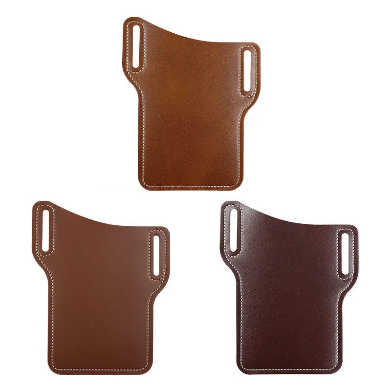 Waterproof Man Waist Bag Retro Leather Mobile Carrier Belt Pouch