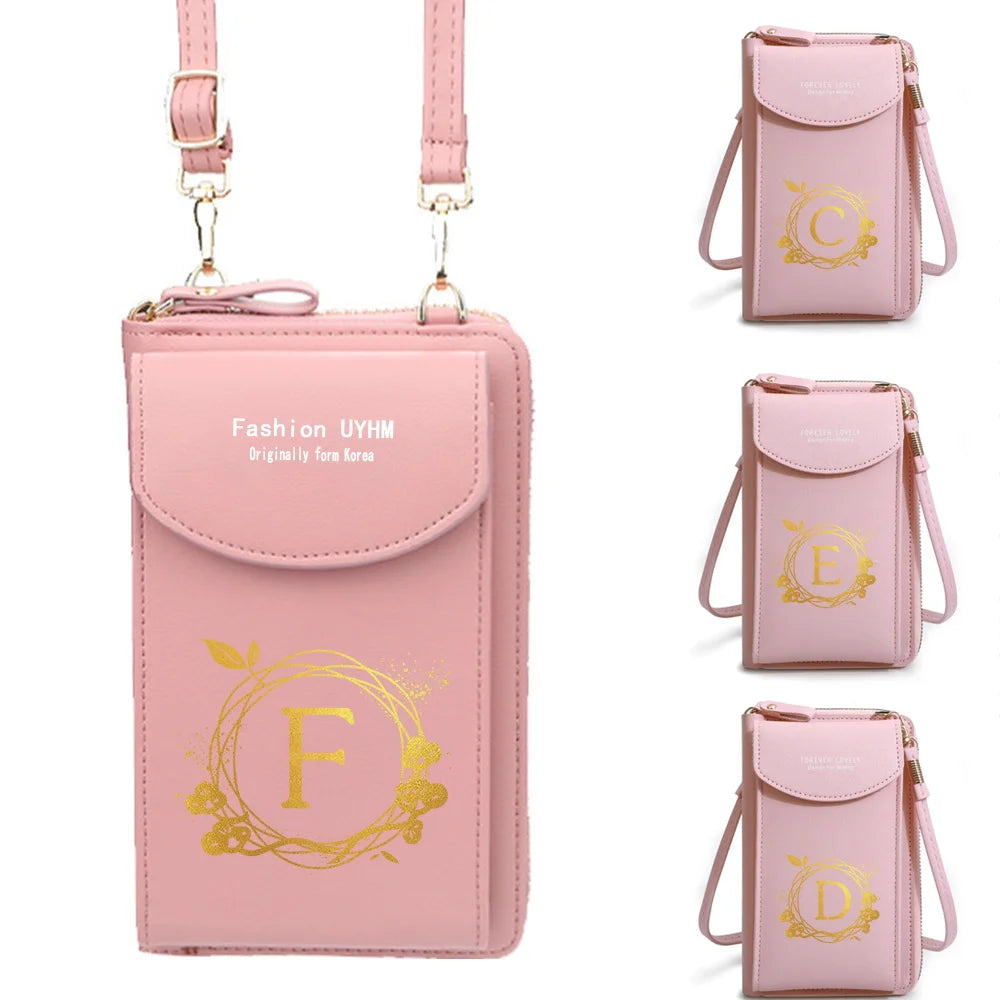 Waterproof Universal Cell Phone Bag Wreath Letter Printed Women Shoulder Wallet