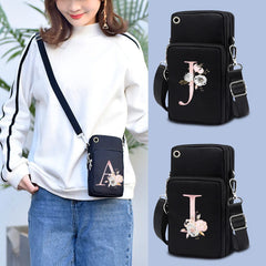 Pink Flower 26 Letters Waterproof Phone Bag for iPhone/Huawei/Xiaomi/Samsung