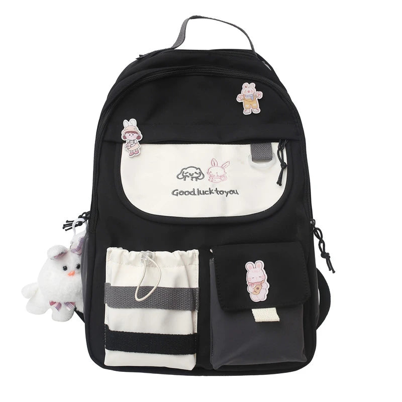 Waterproof Nylon Women Backpack Letter Printing College Bag Bagpack