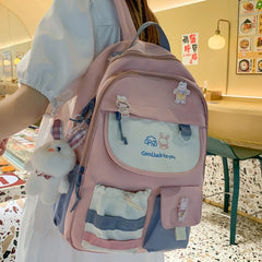Waterproof Nylon Women Backpack Letter Printing College Bag Bagpack