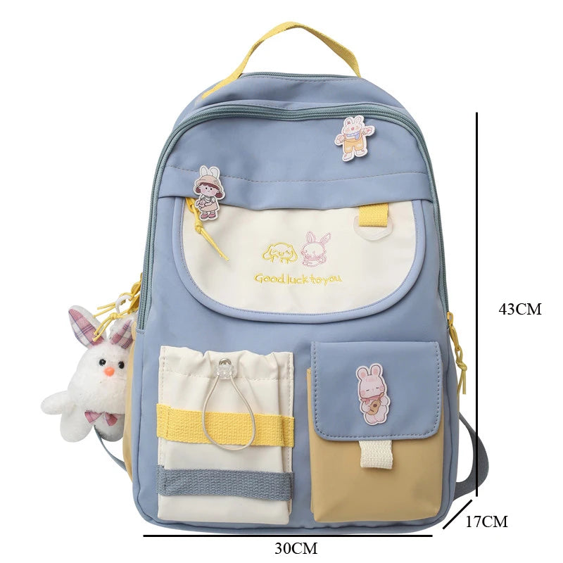 Waterproof Nylon Women Backpack Letter Printing College Bag Bagpack