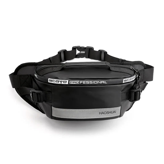 Waterproof Nylon Men Waist Bag Unisex Fanny Pack Reflective Banana Belt Bags