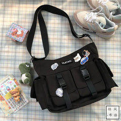 Waterproof Nylon Messenger Bag Harajuku Youth Men Bookbag Large Capacity