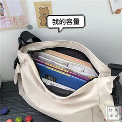 Waterproof Nylon Messenger Bag Harajuku Youth Men Bookbag Large Capacity