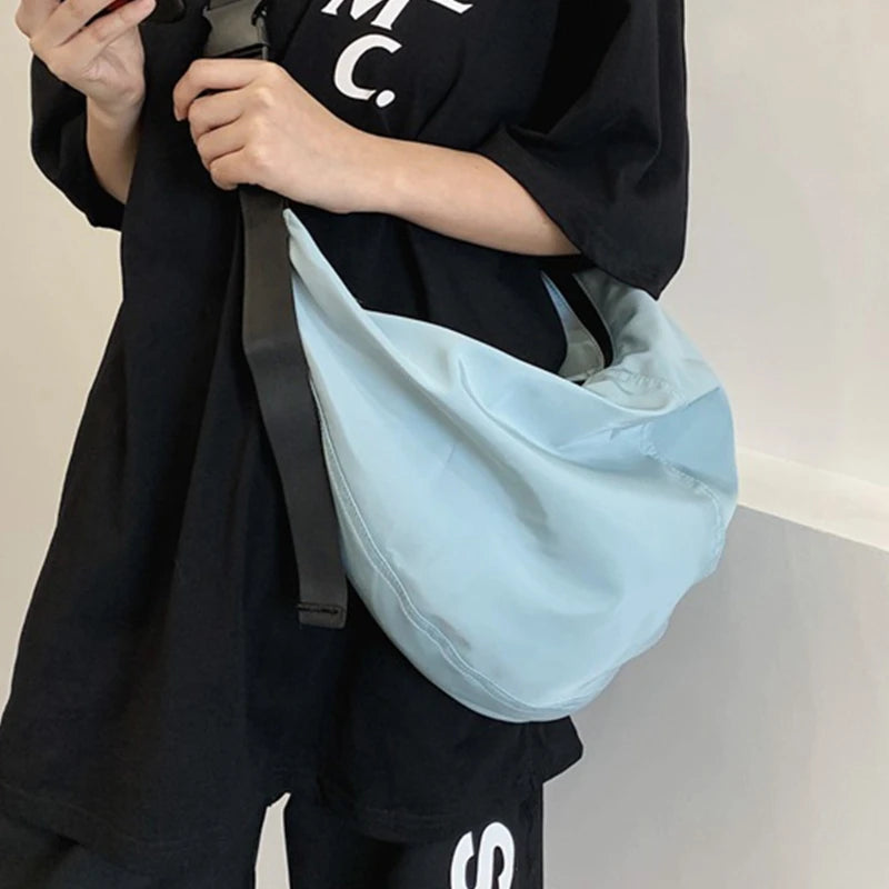 Waterproof Nylon Shoulder Bag Dumpling Shaped Crossbody Handbag Retro Messenger