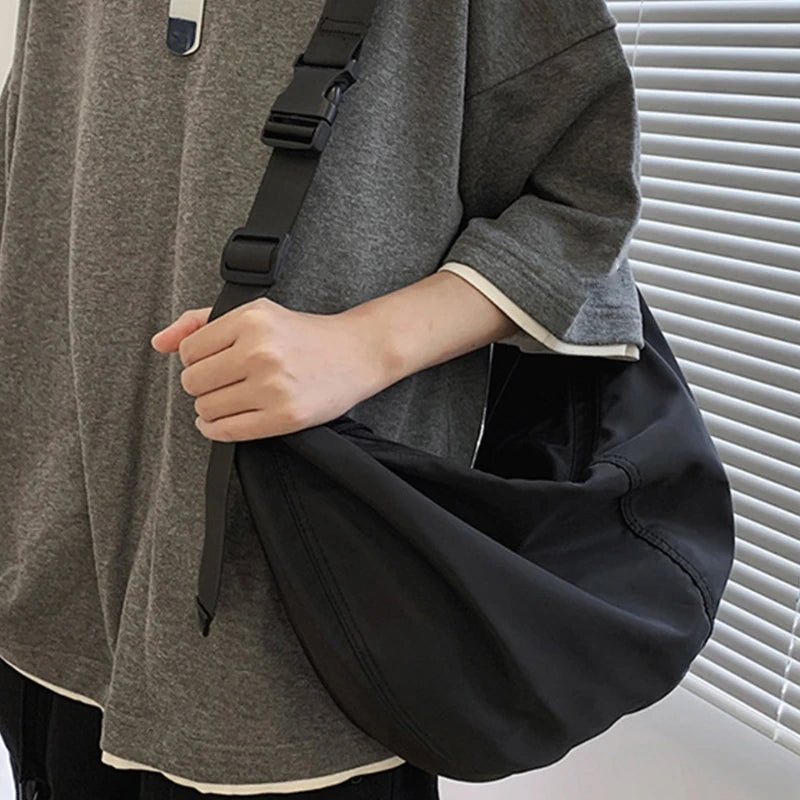 Waterproof Nylon Shoulder Bag Dumpling Shaped Crossbody Handbag Retro Messenger