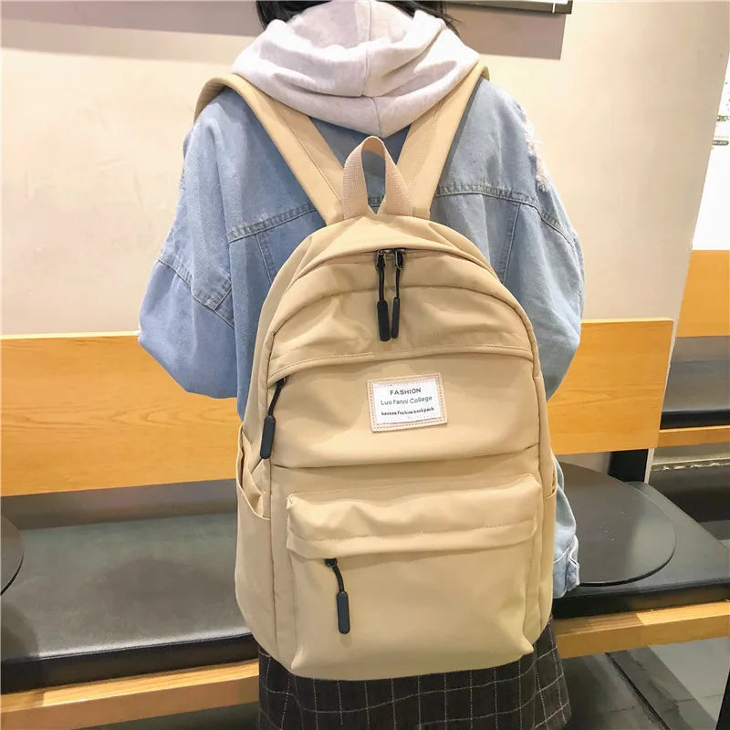 Waterproof Nylon Women Backpack Large Capacity High Schoolbag Vintage Girl