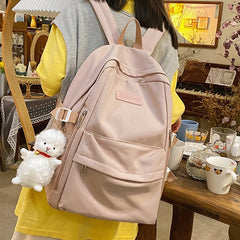 Waterproof Nylon Women Backpack Multi-Pocket Student Rucksack